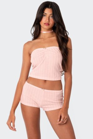 Sweetpea Ruched Pointelle Tube Top