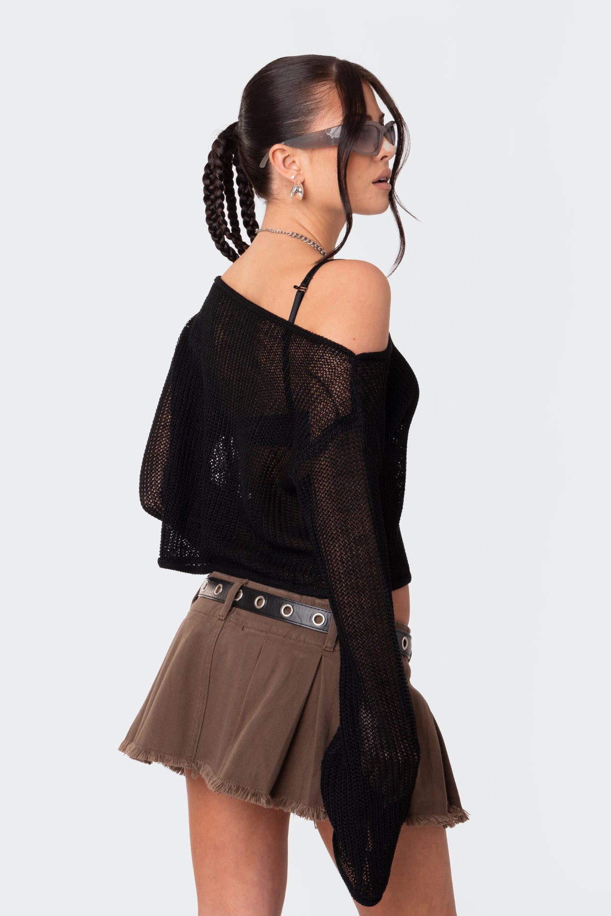 Emmie Off The Shoulder Sheer Knitted Top - Image 5