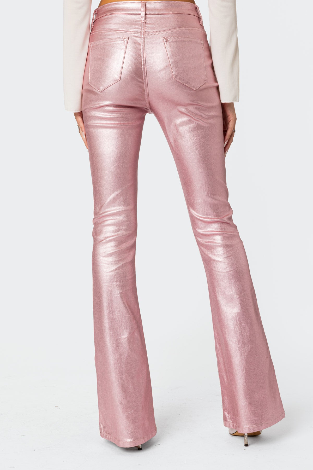 Luna Faux Leather Mid Rise Flared Jeans - Image 5