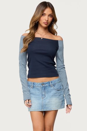 Rion Contrast Striped Off Shoulder Top