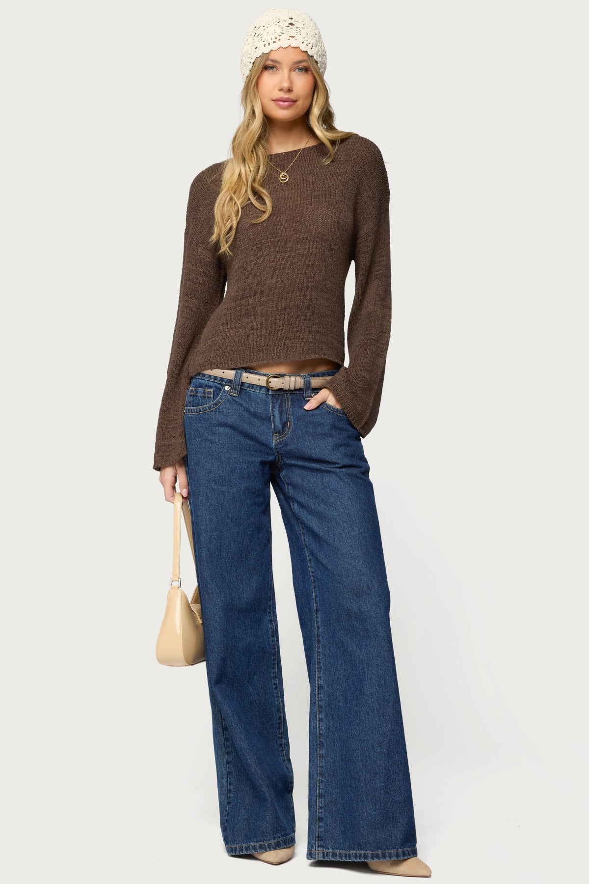 Drop Shoulder Light Knit Sweater - Image 2