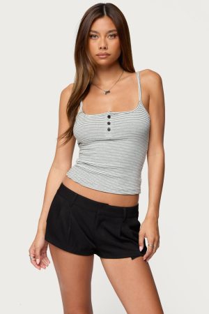 Striped Henley Tank Top