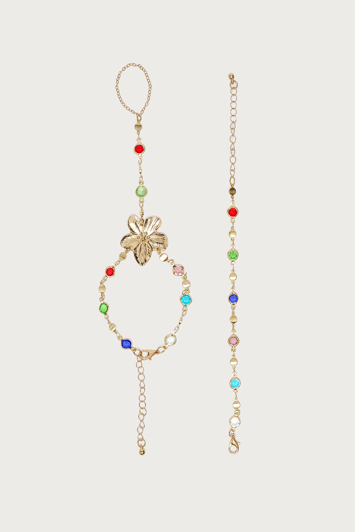 Flower Gem Handchain & Bracelet Set - Image 2