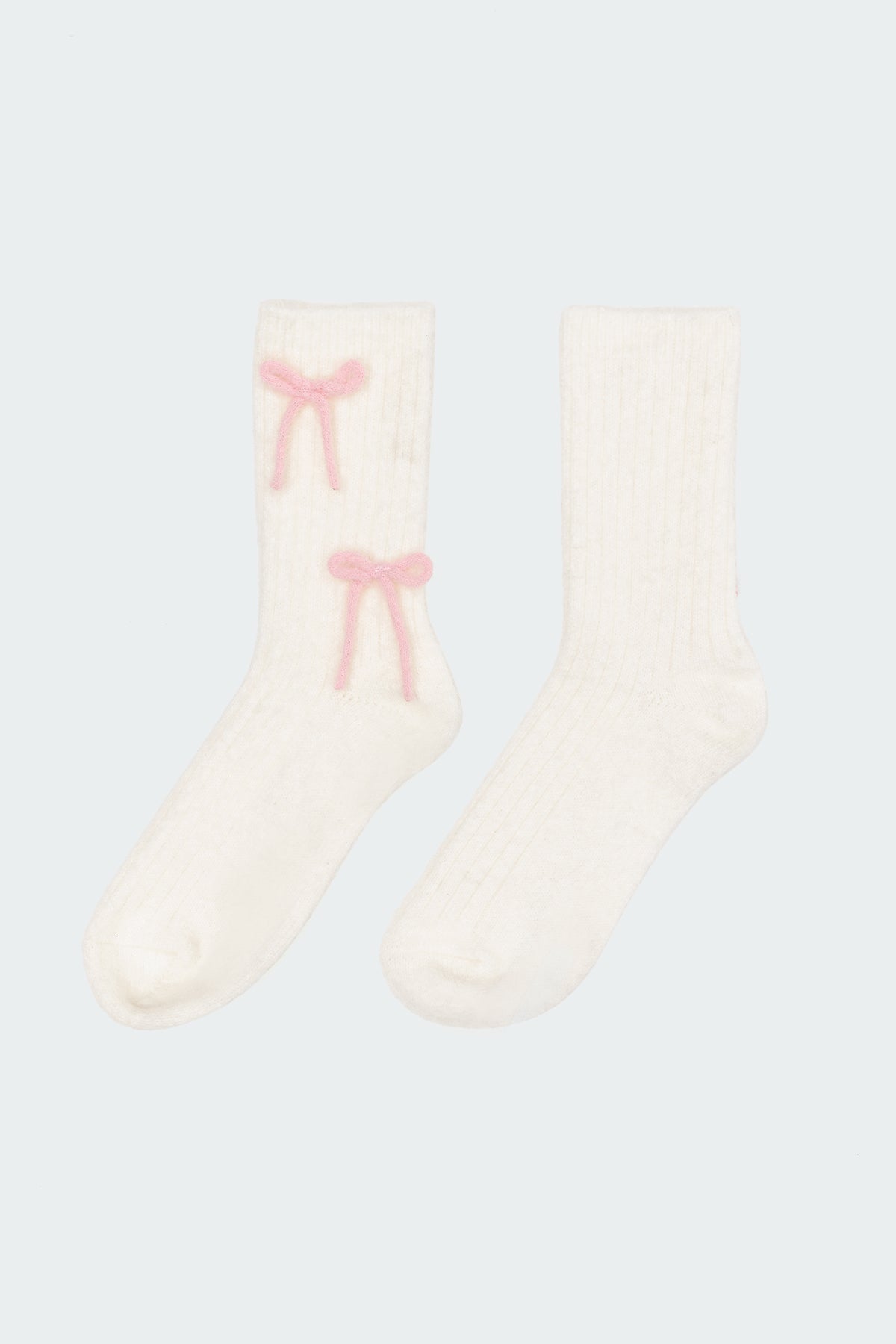 Knit Bow Fuzzy Socks - Image 2