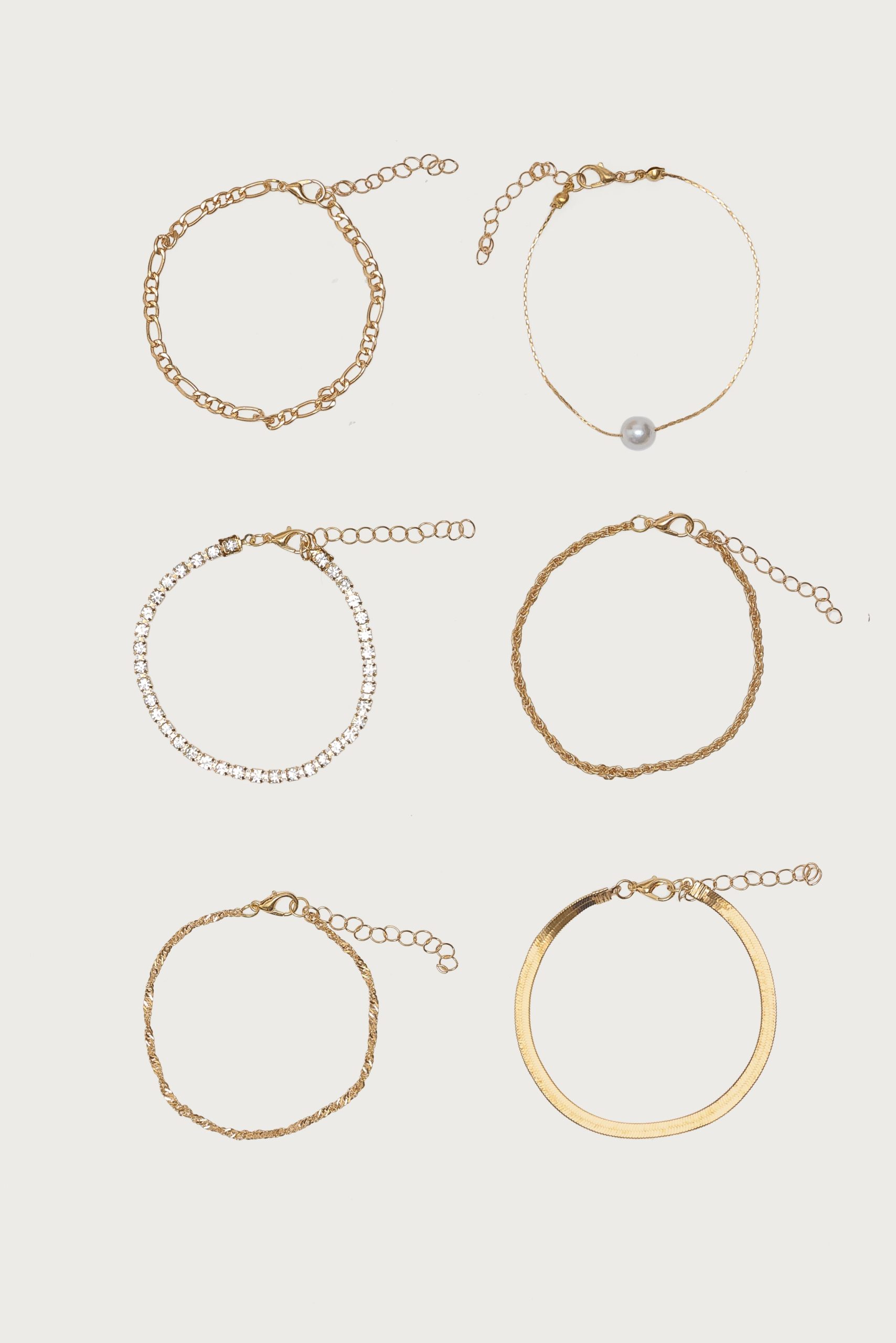 Faux Diamond & Pearl Chain Bracelet Pack - Image 2