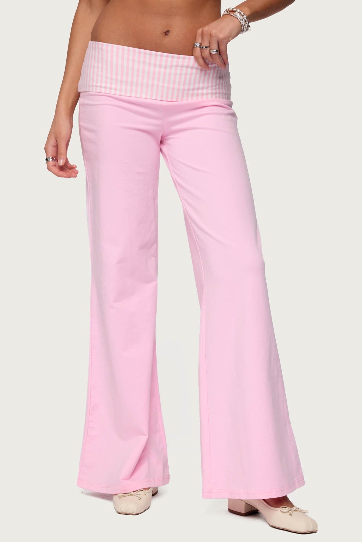 Meshey Striped Foldover Pants - Image 2