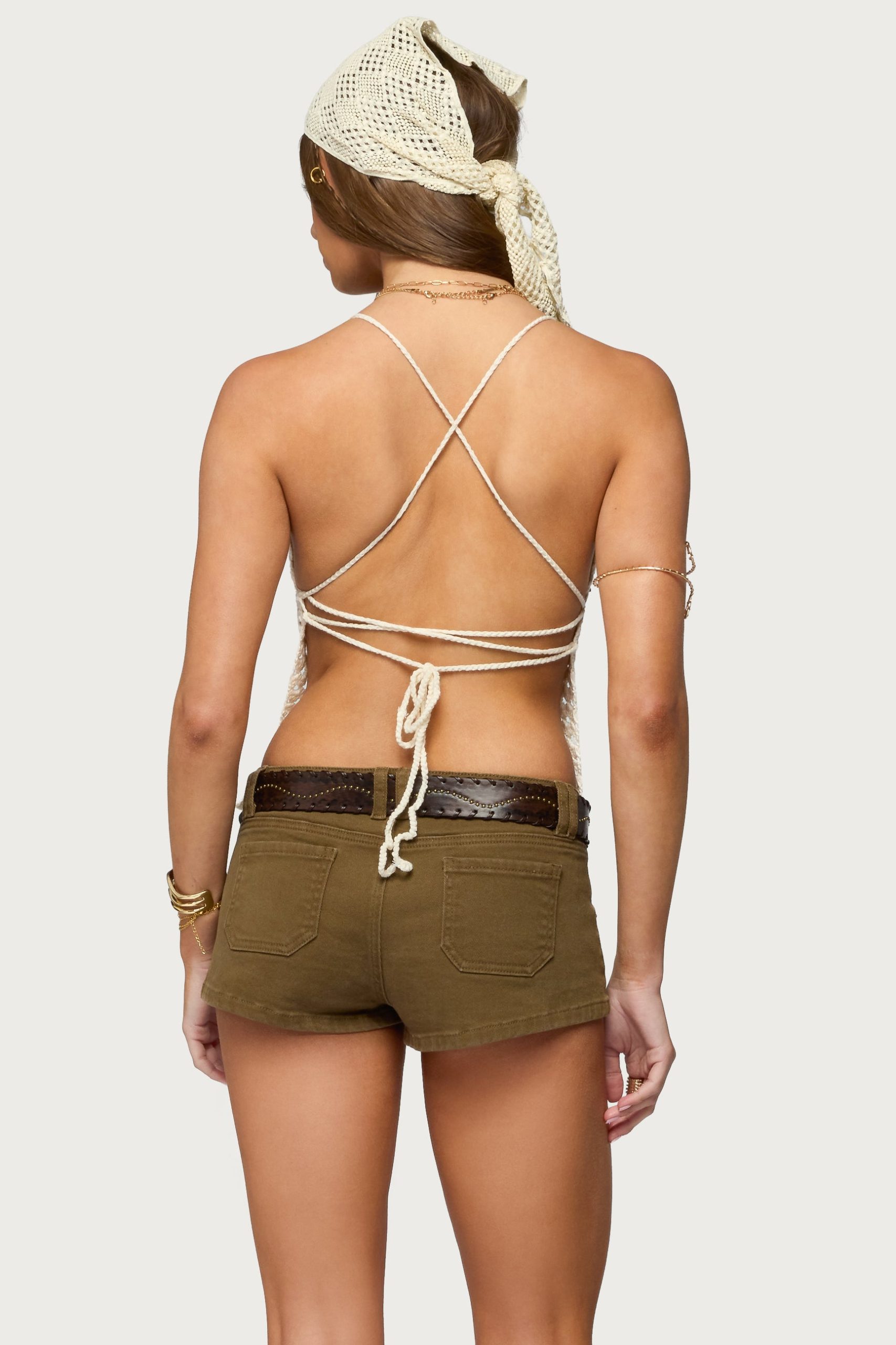 Maggie Bead Split Front Backless Crochet Top - Image 6
