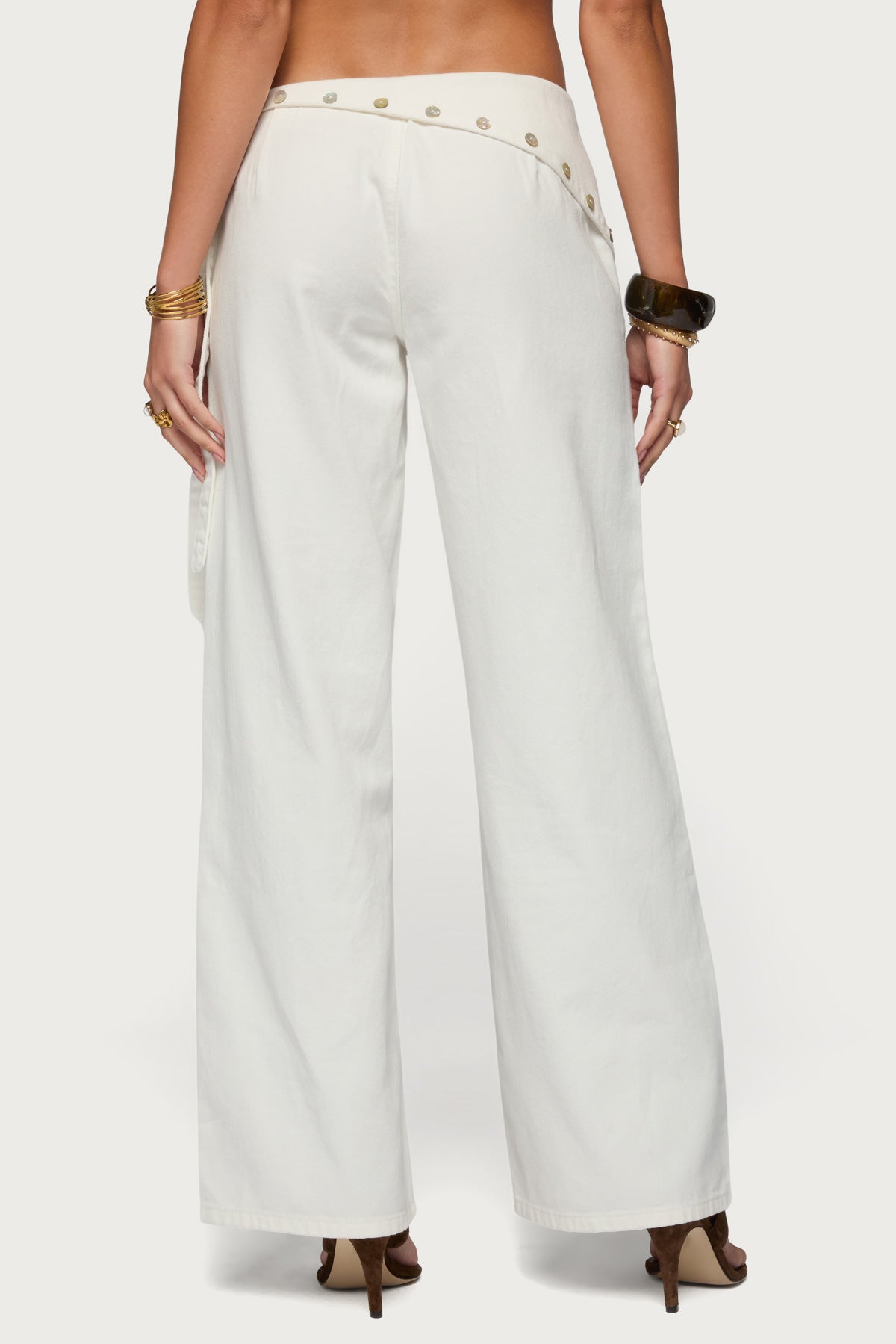 Button Foldover Low Rise Baggy Jeans - Image 5