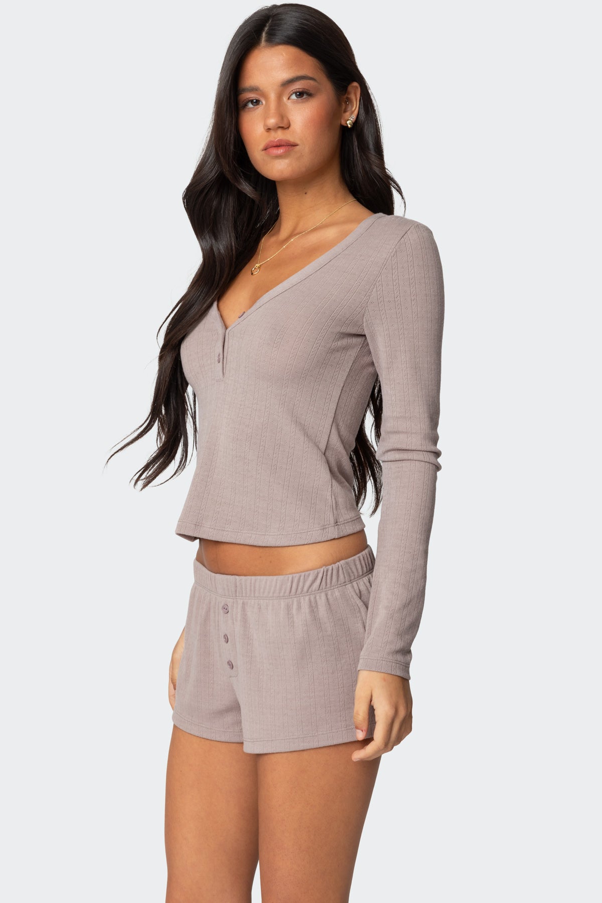 Keely Pointelle Henley Top - Image 3