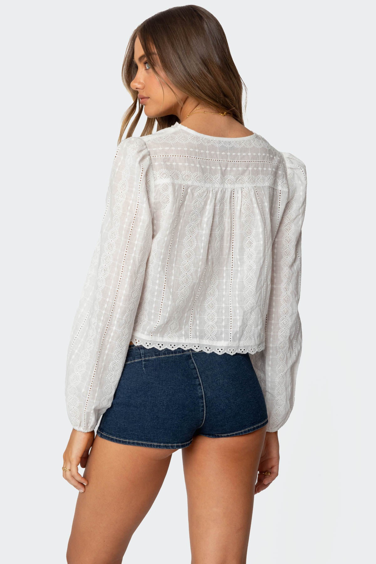 Lesley Cotton Lace Tie Front Top - Image 5