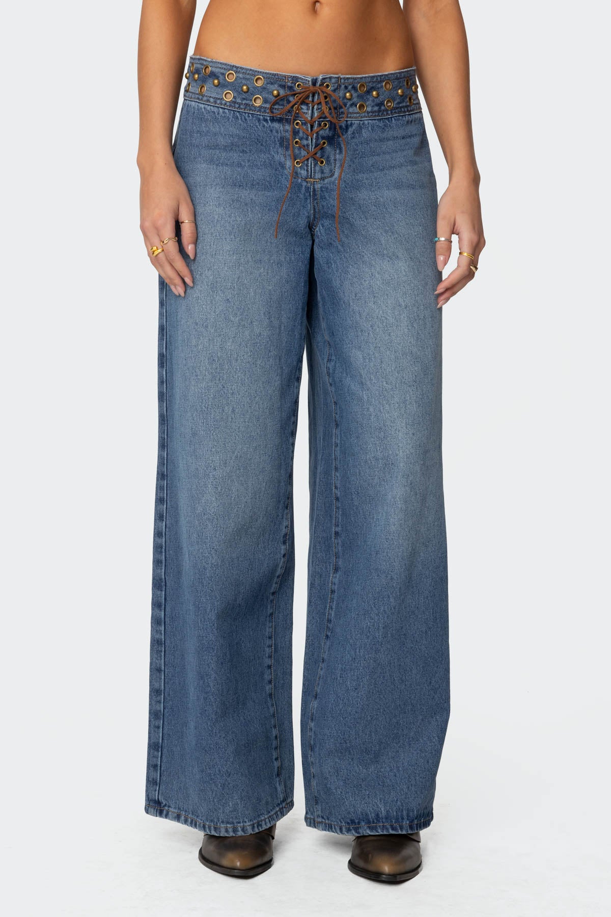 Stud & Grommet Low Rise Baggy Jeans - Image 2