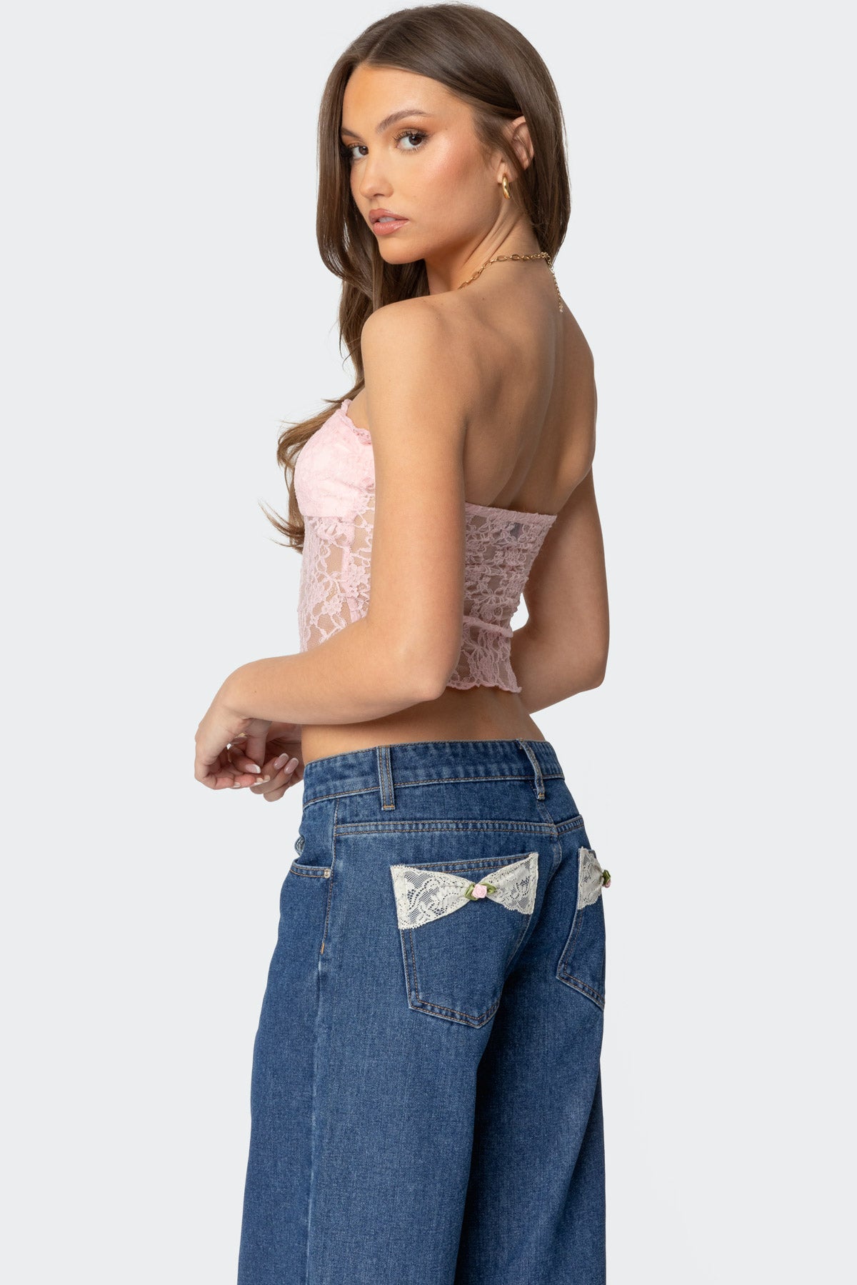 Odilia Sheer Lace Strapless Top - Image 5