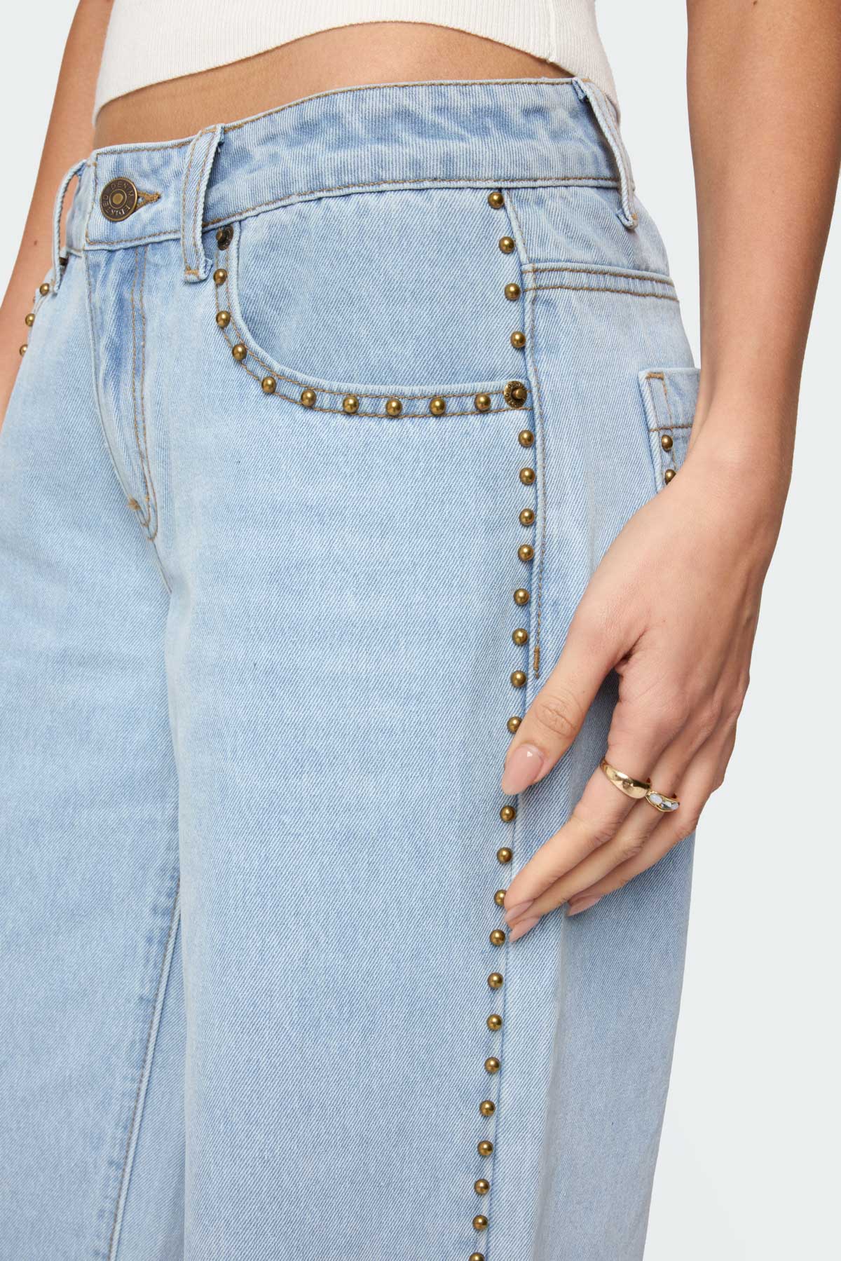 Stassie Studded Low Rise Baggy Jeans - Image 6