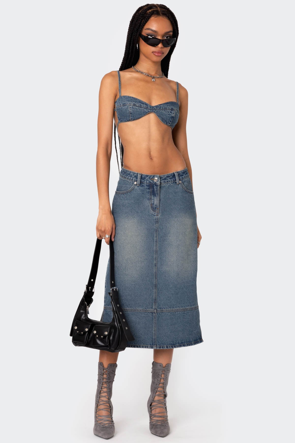 Lassy Washed Denim Bralette - Image 3