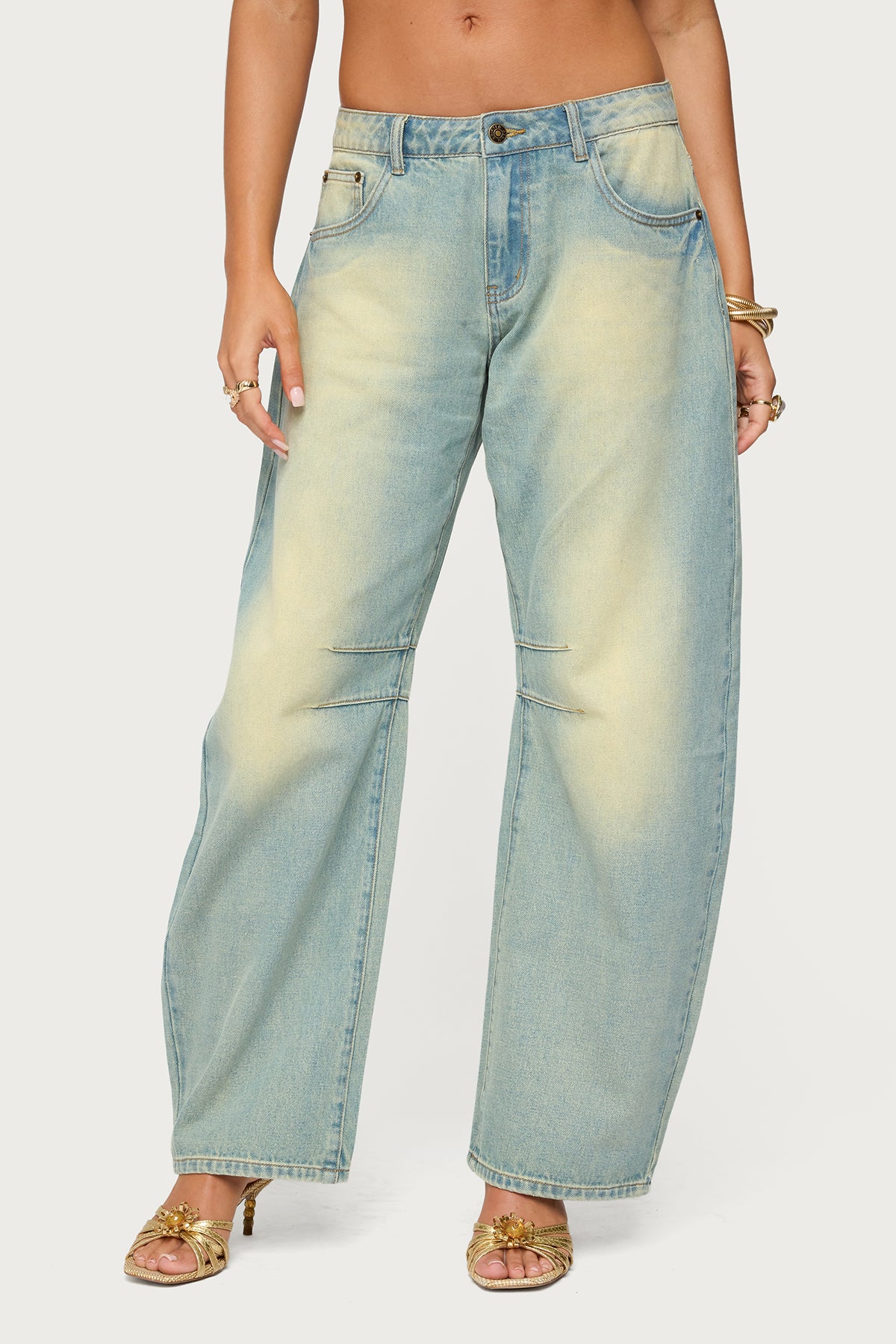 Cayden Washed Low Rise Barrel Jeans - Image 2