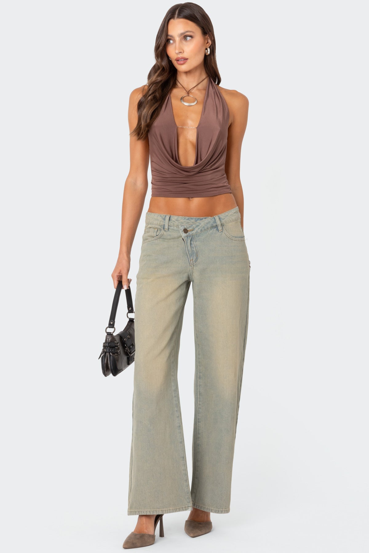Deep Cowl Neck Open Back Top - Image 2