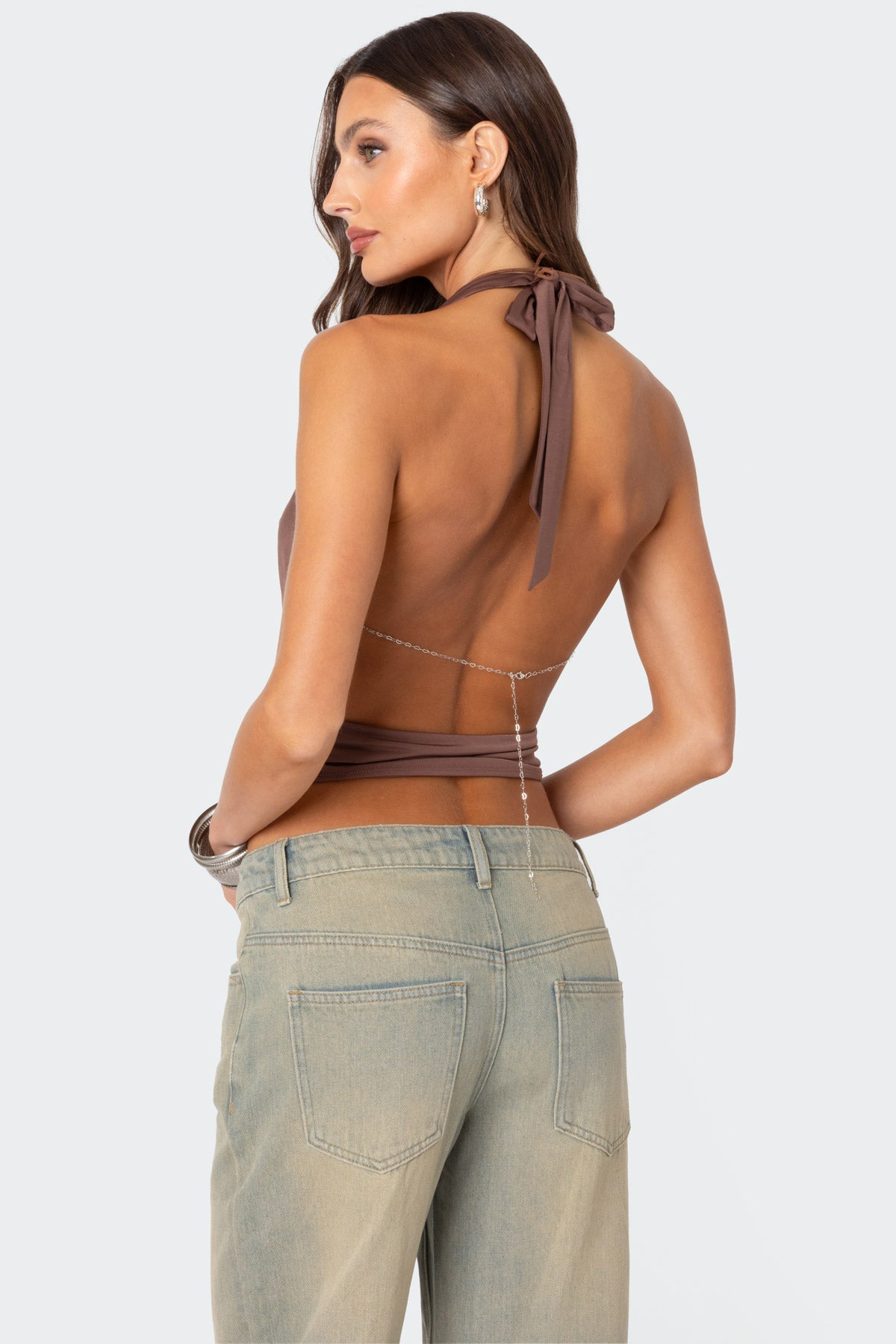 Deep Cowl Neck Open Back Top - Image 4