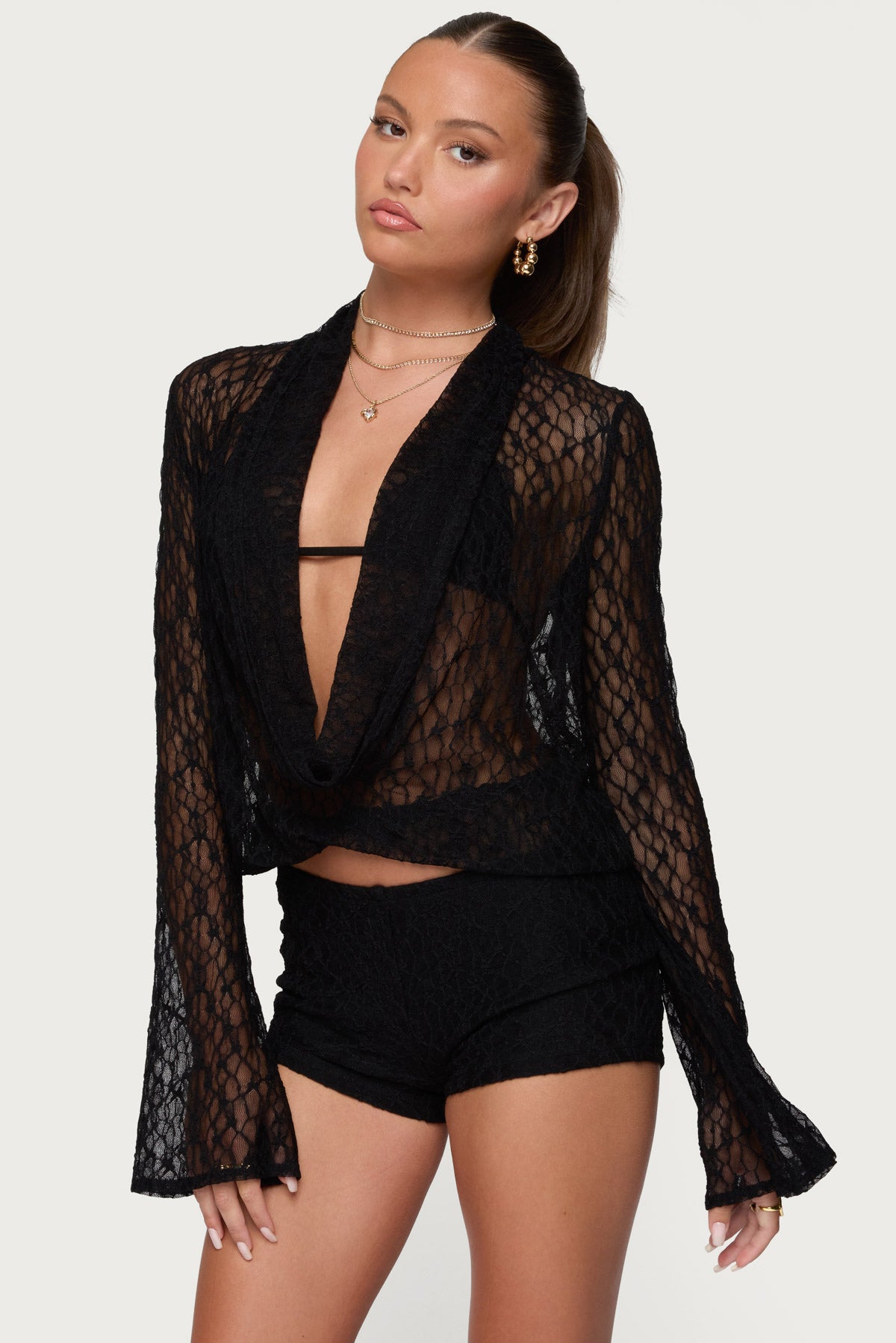Lera Lacey Sheer Mesh Top - Image 3