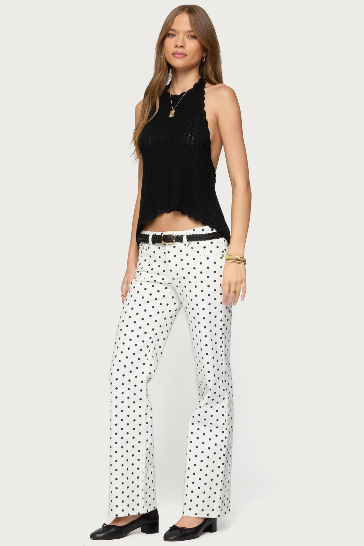 Romily Polka Dot Low Rise Straight Leg Jeans - Image 4