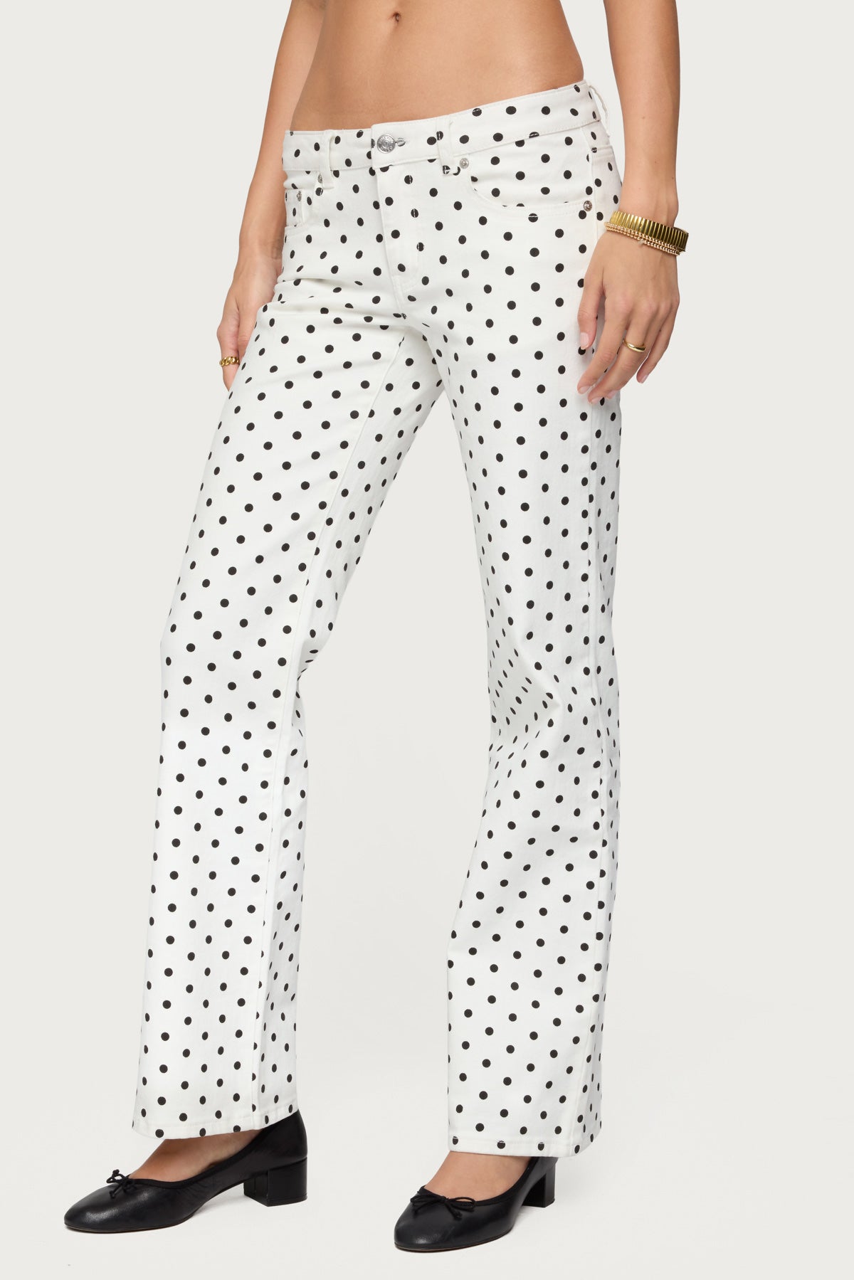 Romily Polka Dot Low Rise Straight Leg Jeans - Image 5