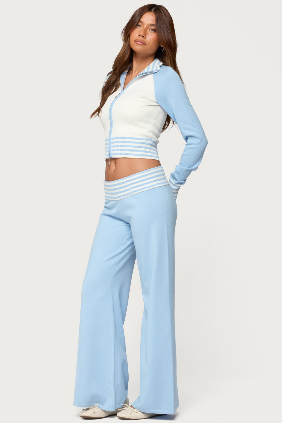 Clarisse Stripey Flared Knit Pants - Image 3