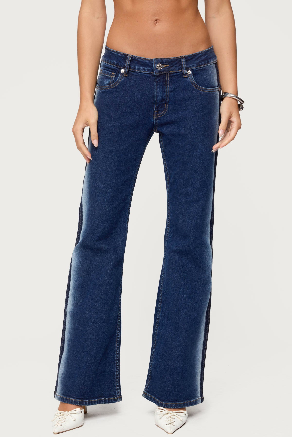 Airbrushed Low Rise Flared Jeans - Image 2