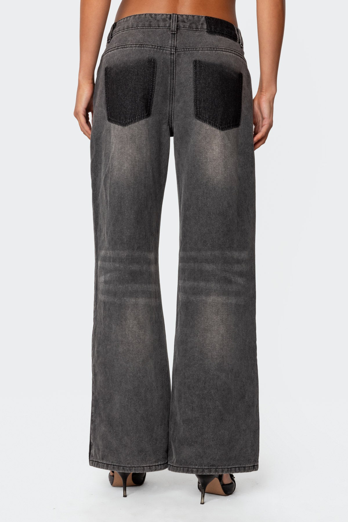 Contrast Pocket Washed Low Rise Baggy Jeans - Image 5