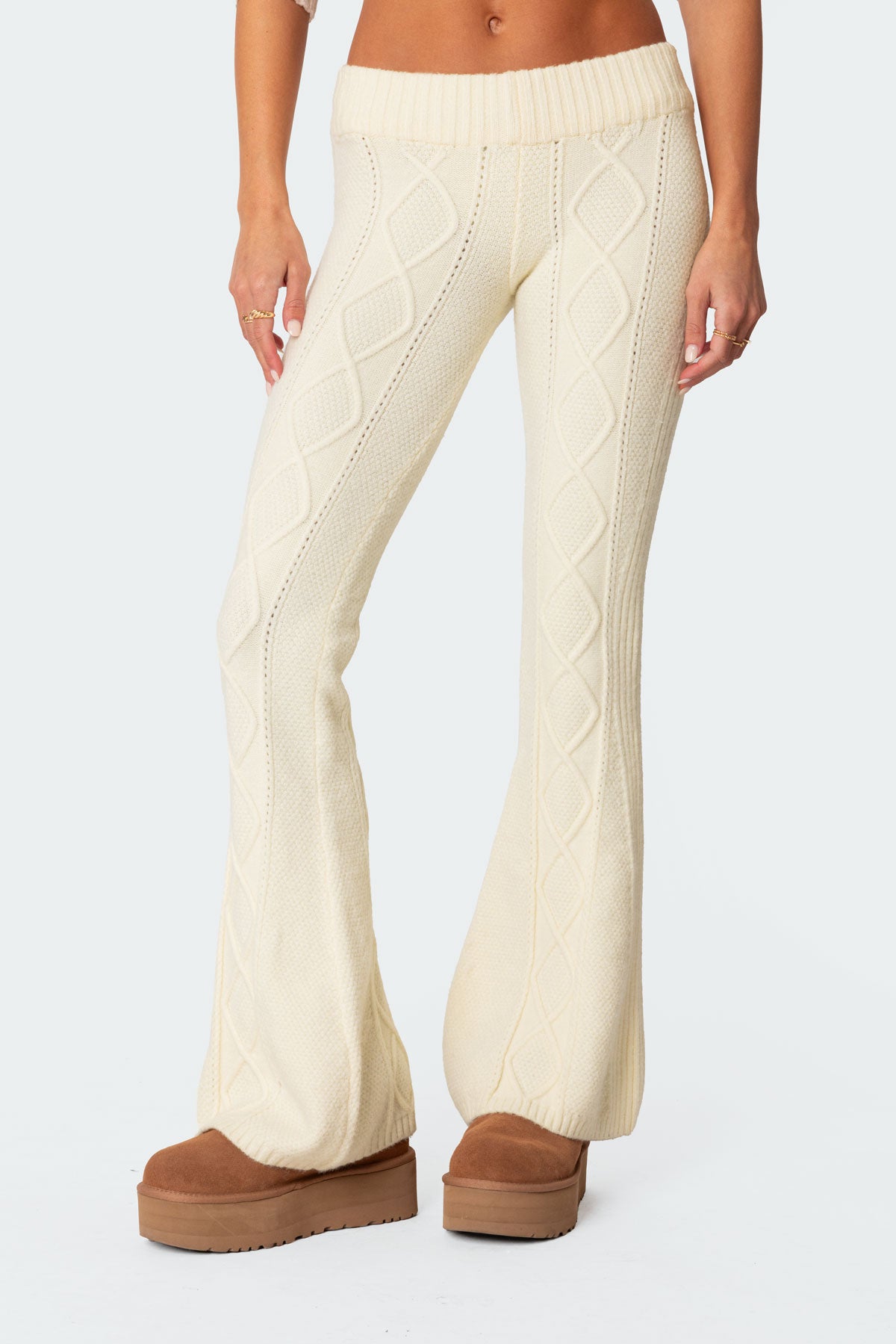 Ray Cable Knit Flared Pants - Image 2