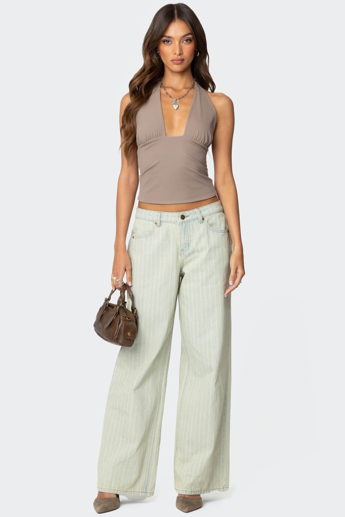 Mila Plunge Neck Halter Top - Image 3
