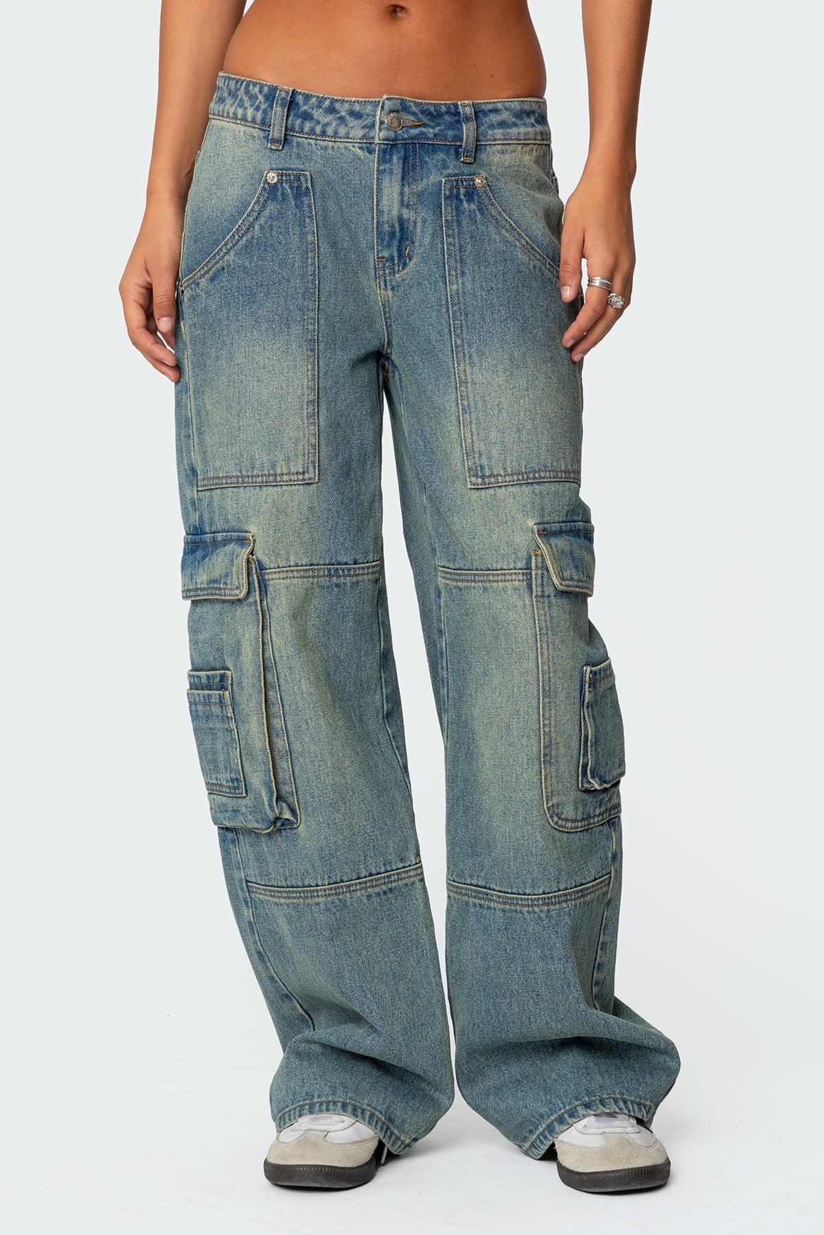 Westie Washed Low Rise Baggy Cargo Jeans - Image 2