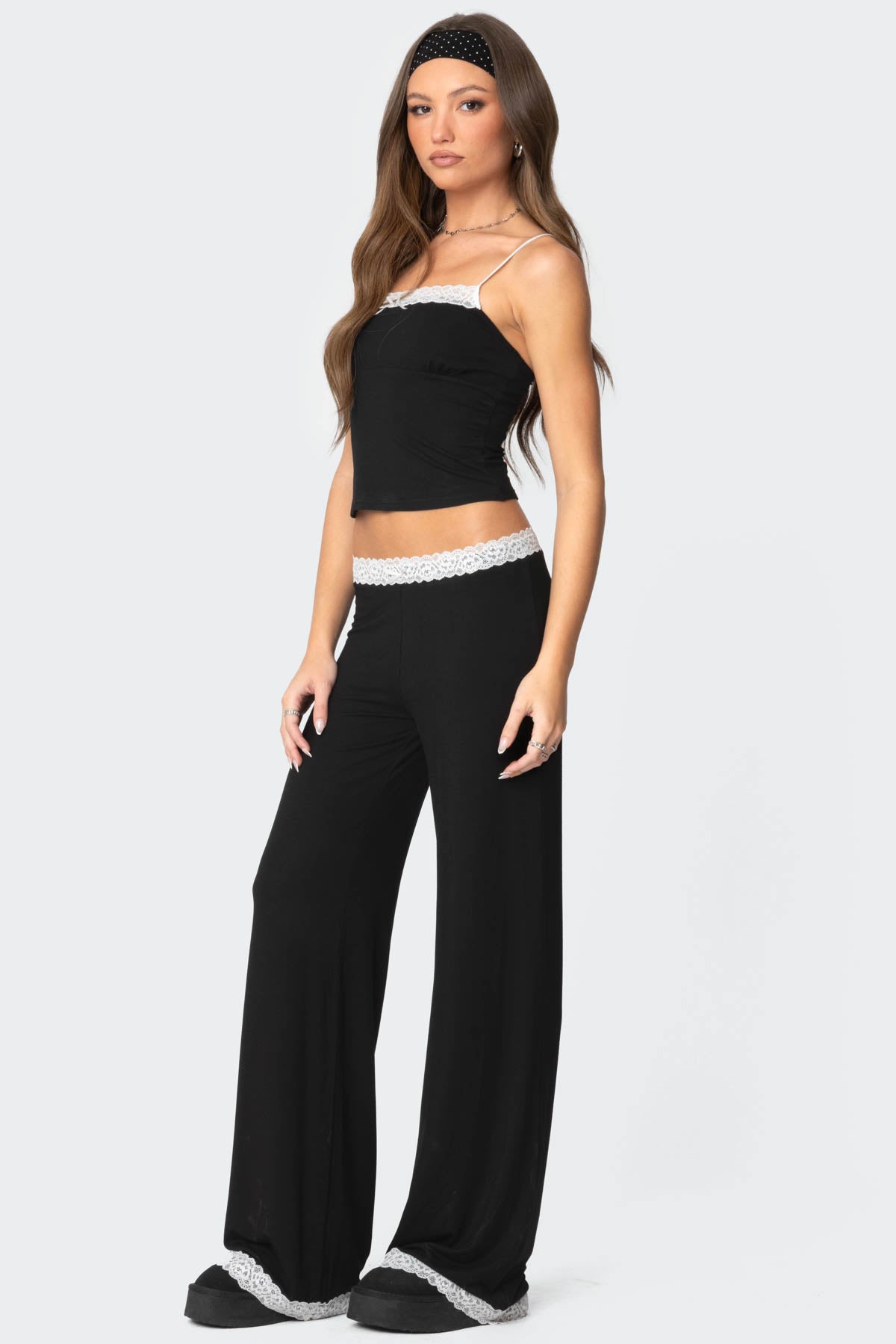 Domino Contrast Lace Trim Pants - Image 4