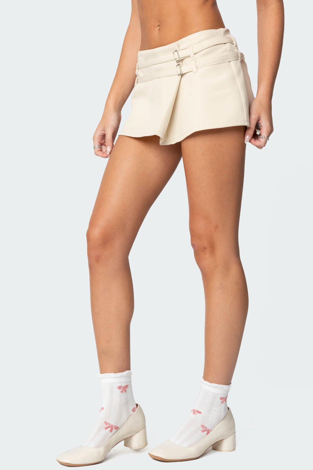 Double Belt Wrapped Mini Skort - Image 3