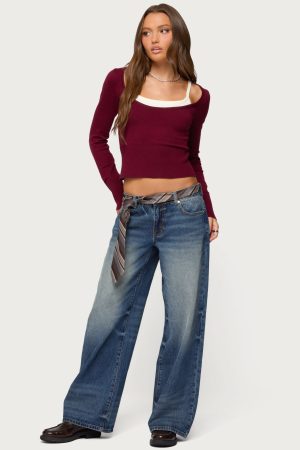 Raelynn Washed Low Rise Baggy Jeans