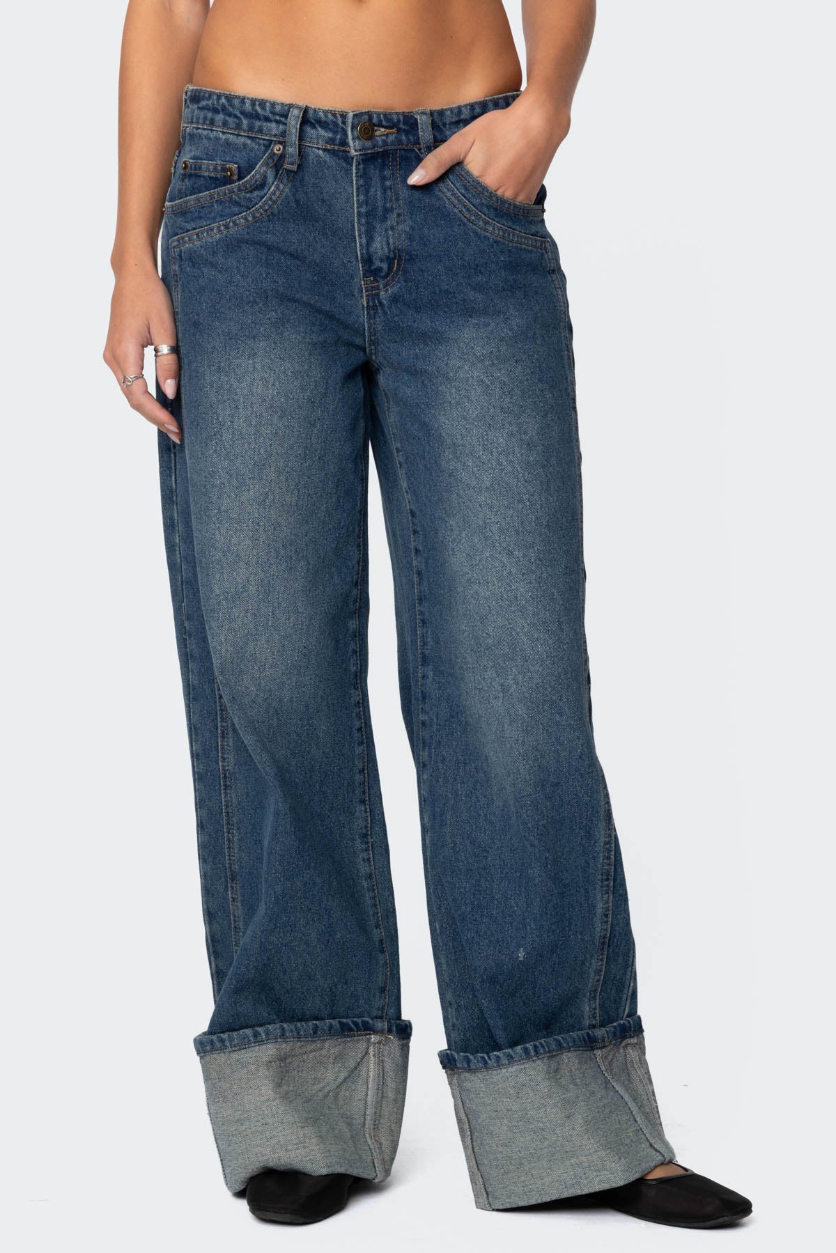 Vesper Cuffed Low Rise Baggy Jeans - Image 3