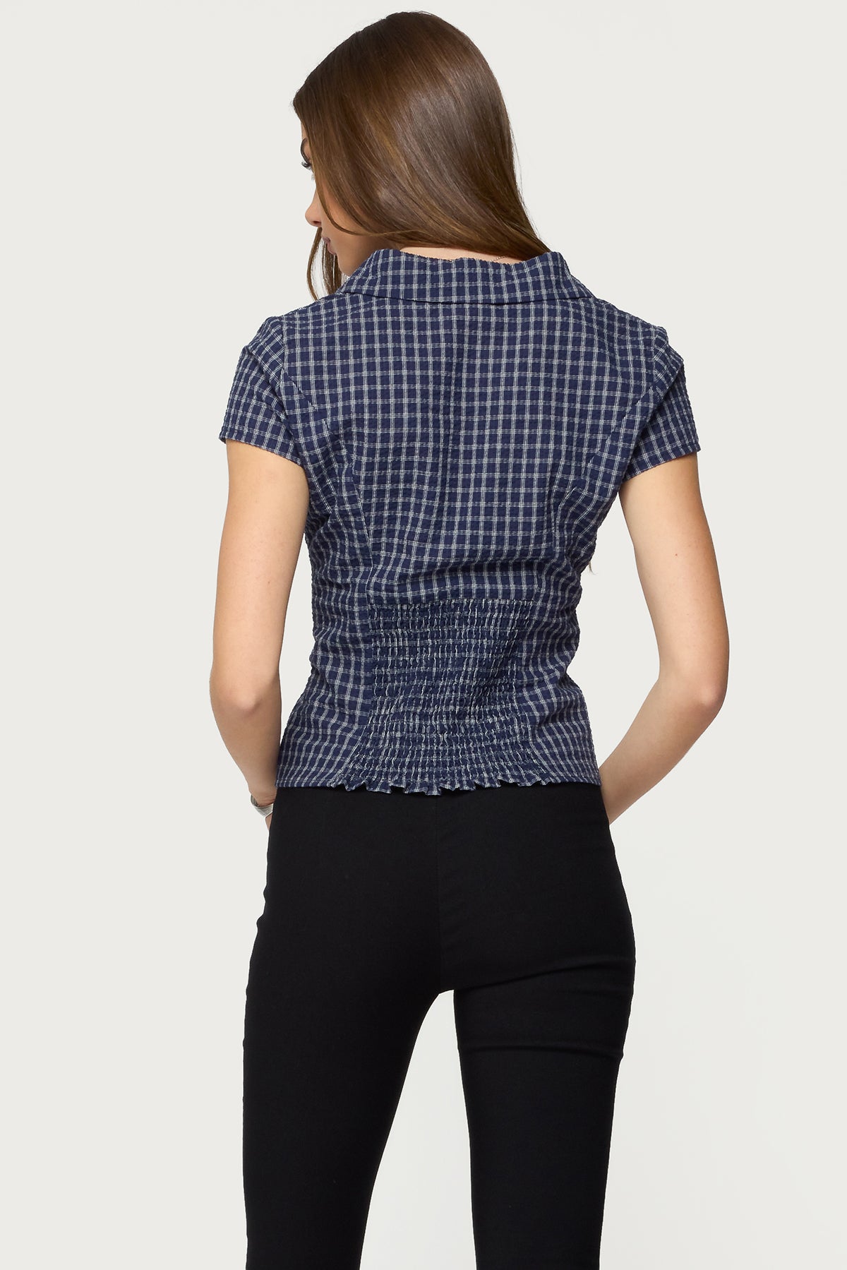 Oriya Gingham Tailored Button Up Shirt - Image 7