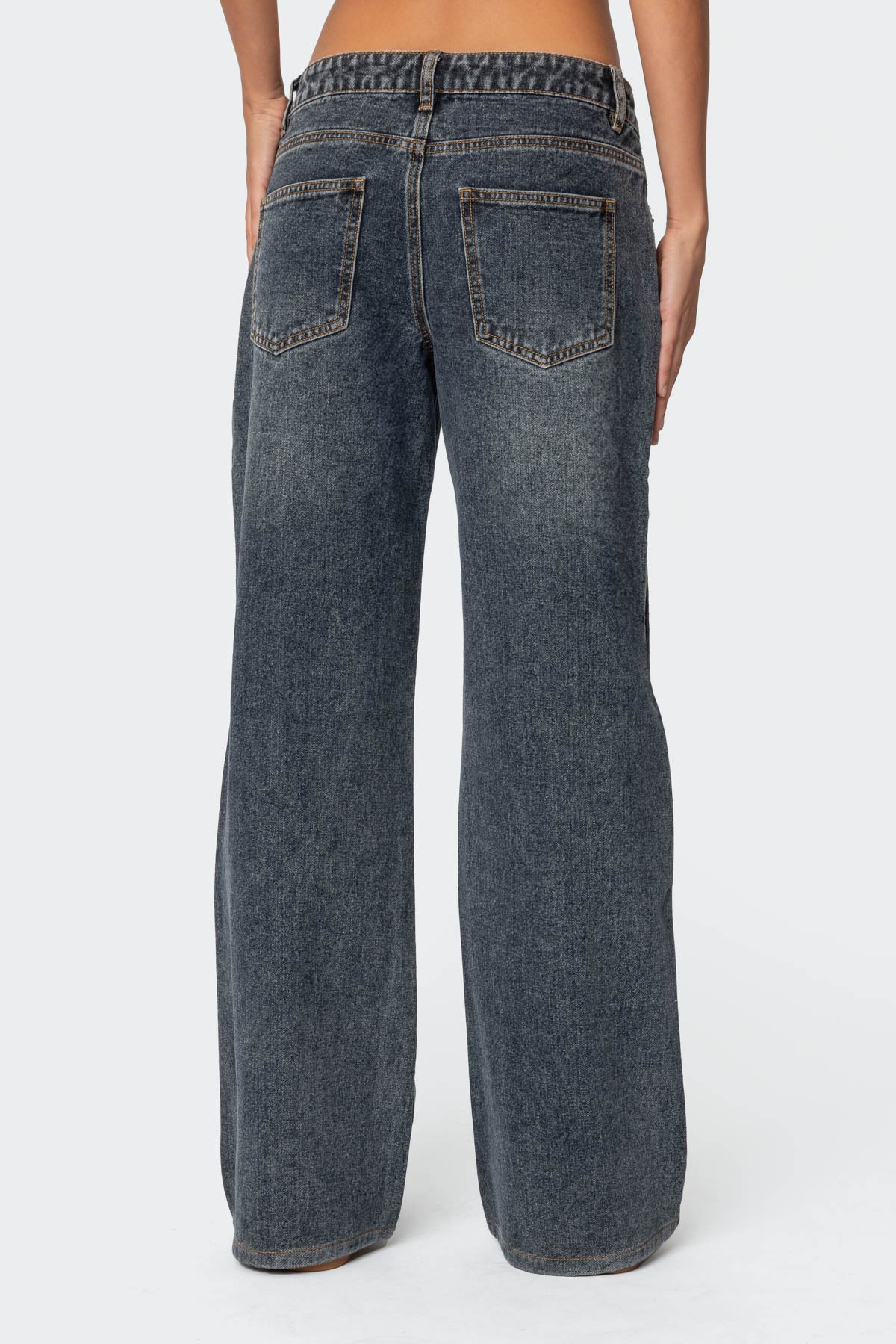 Contrast Panel Low Rise Baggy Jeans - Image 5