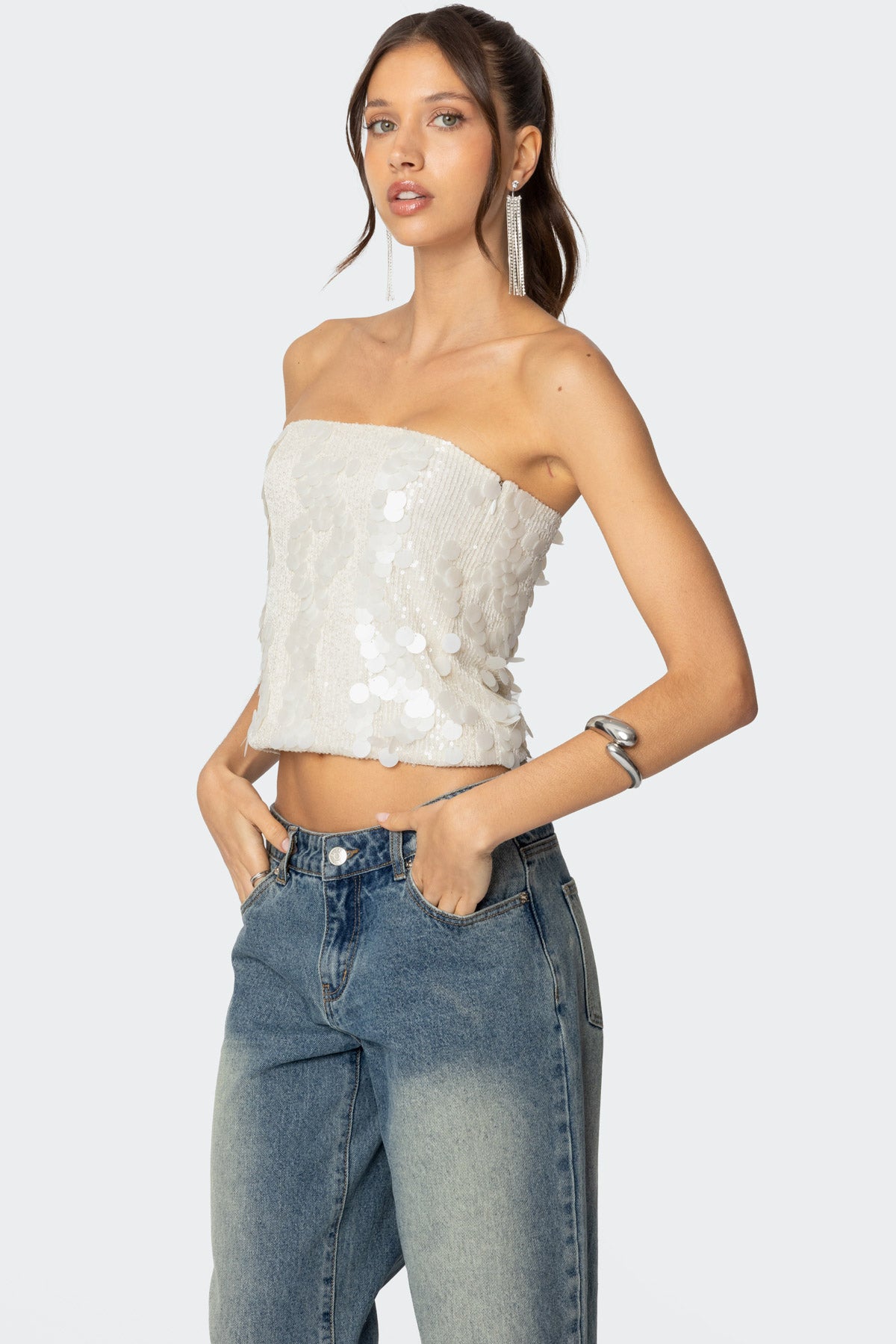 Samara Sequin Strapless Top - Image 3
