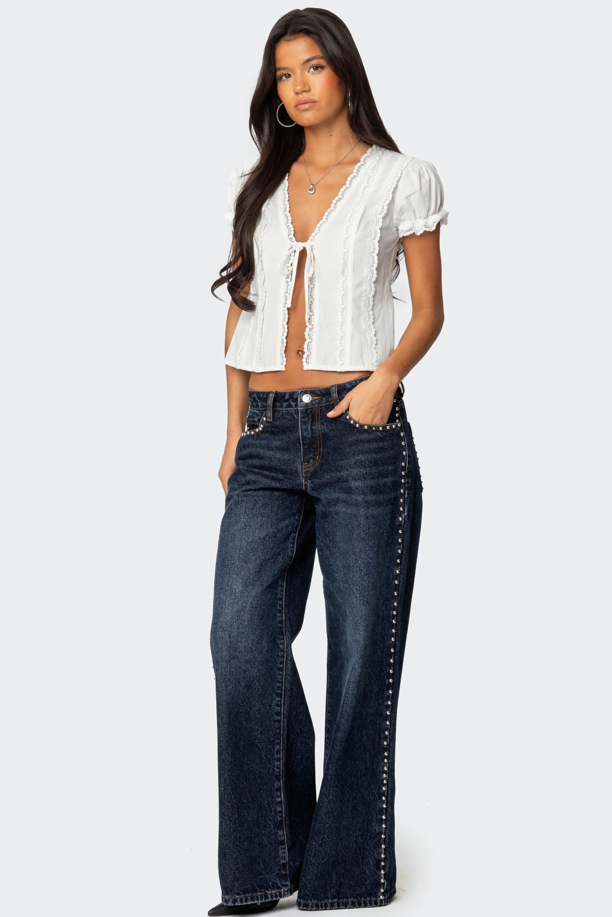 Stassie Studded Low Rise Baggy Jeans - Image 3