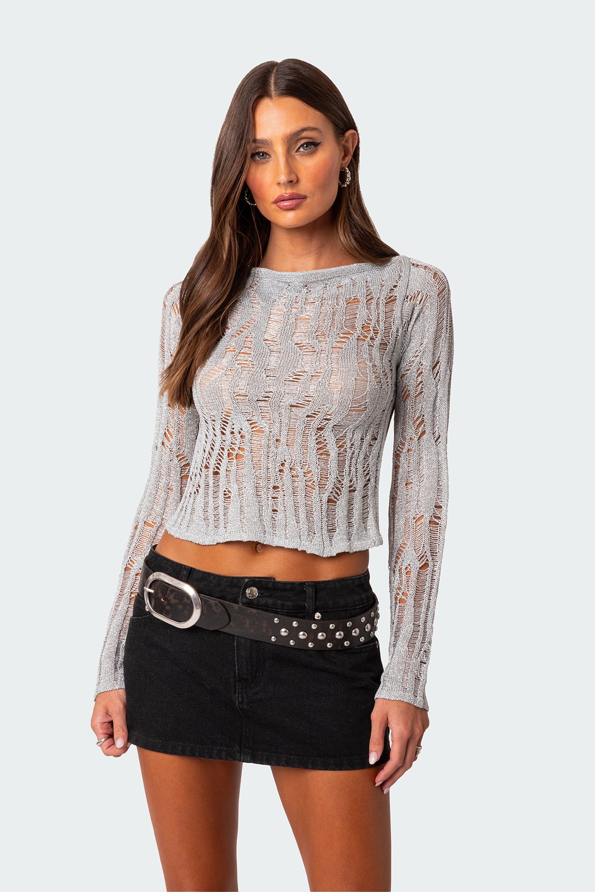 Open Back Metallic Knit Top - Image 3