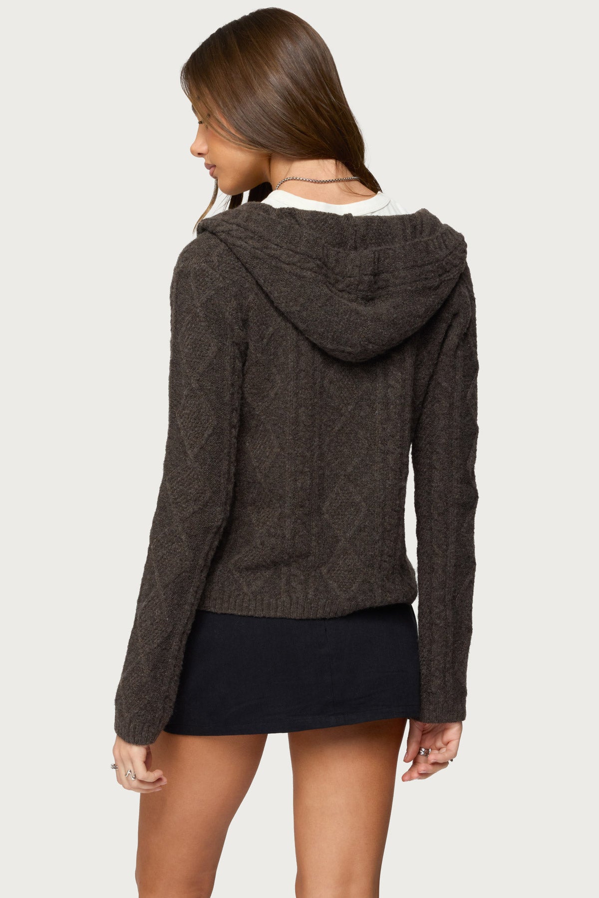 Jayla Hooded Cable Knit Cardigan - Image 4