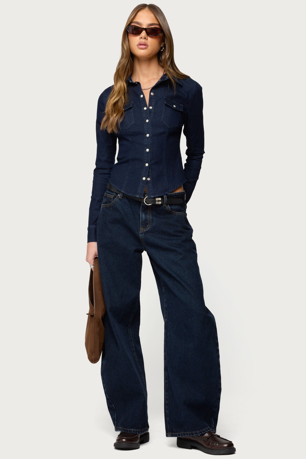 Shylo Stretchy Denim Button Up Shirt - Image 2