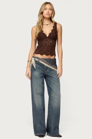 Della Waist Scarf Low Rise Baggy Jeans