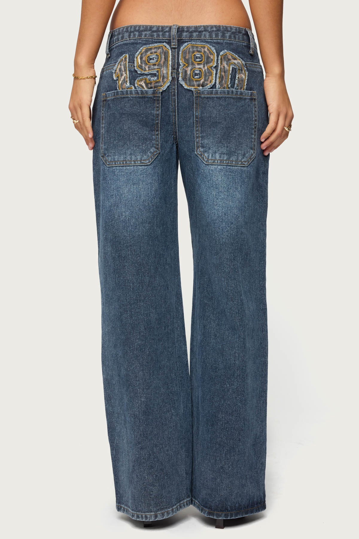 1980 Leopard Patch Low Rise Baggy Jeans - Image 4