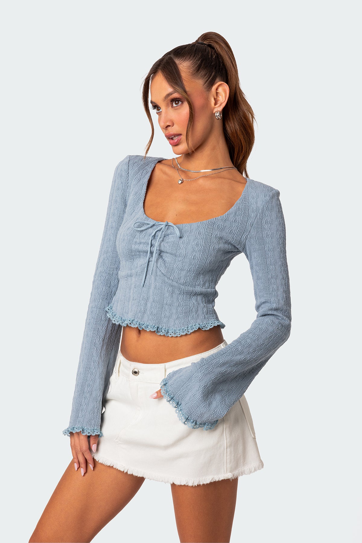 Lacey Long Sleeve Knit Top - Image 3