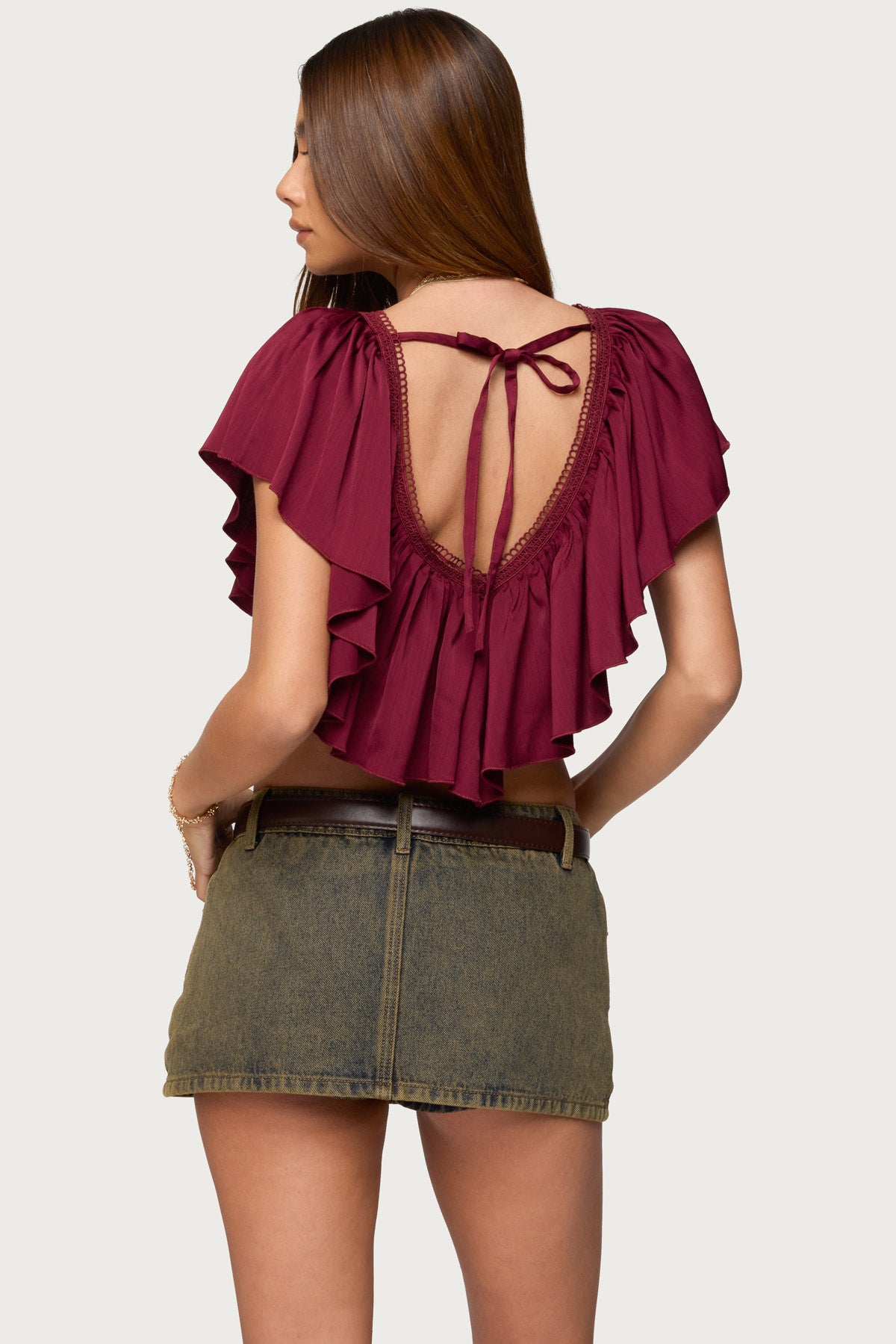 Deena Ruffled V Neck Top - Image 5