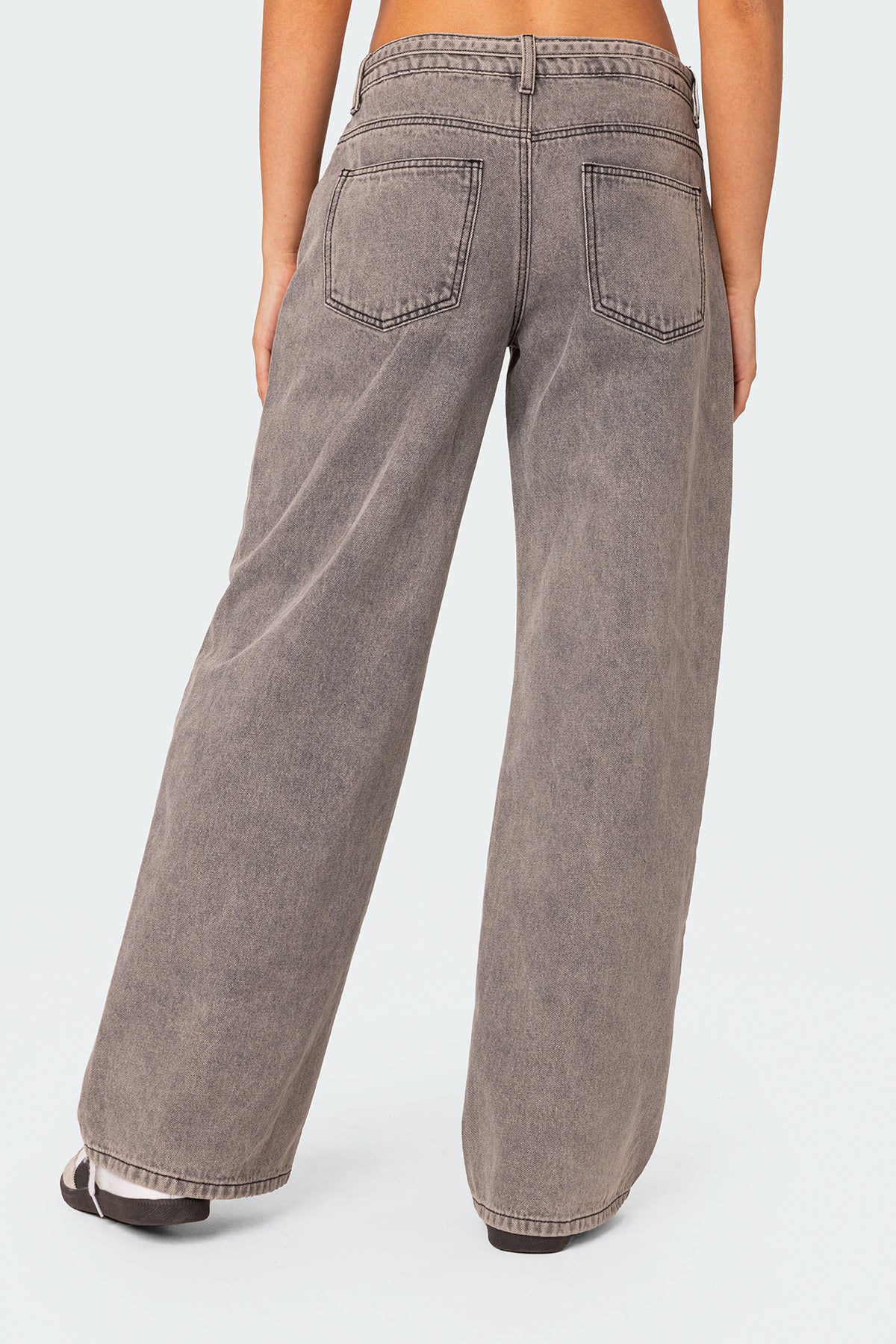 Tie Waist Washed Low Rise Baggy Jeans - Image 4