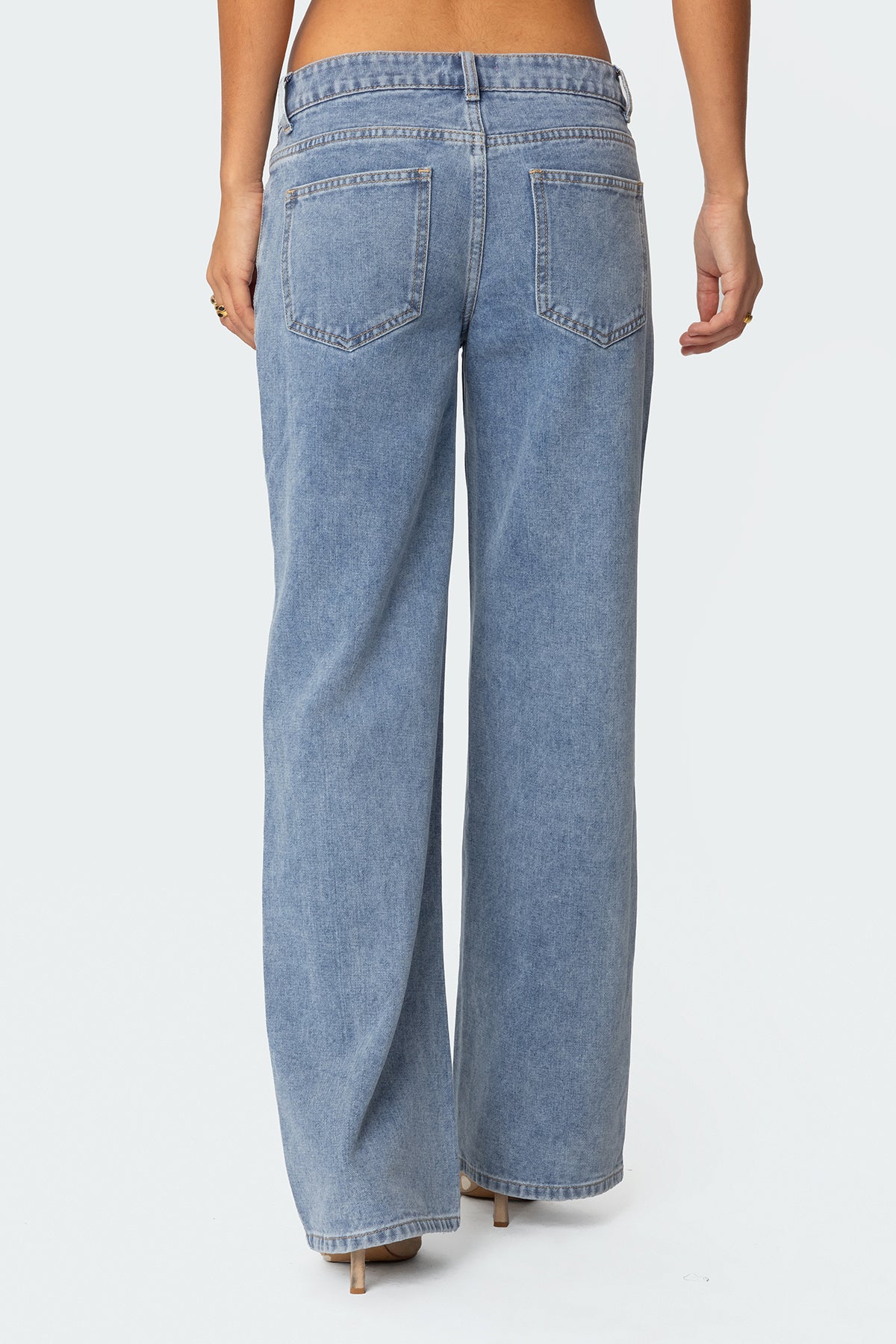 Faux Suede Stripe Low Rise Straight Leg Jeans - Image 5