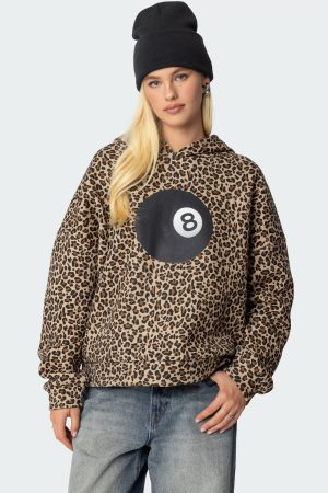Leopard 8 Ball Oversized Hoodie