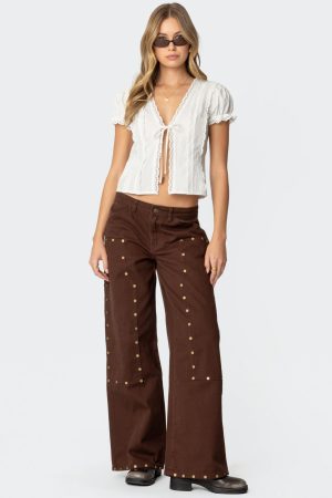Studded Low Rise Baggy Carpenter Jeans