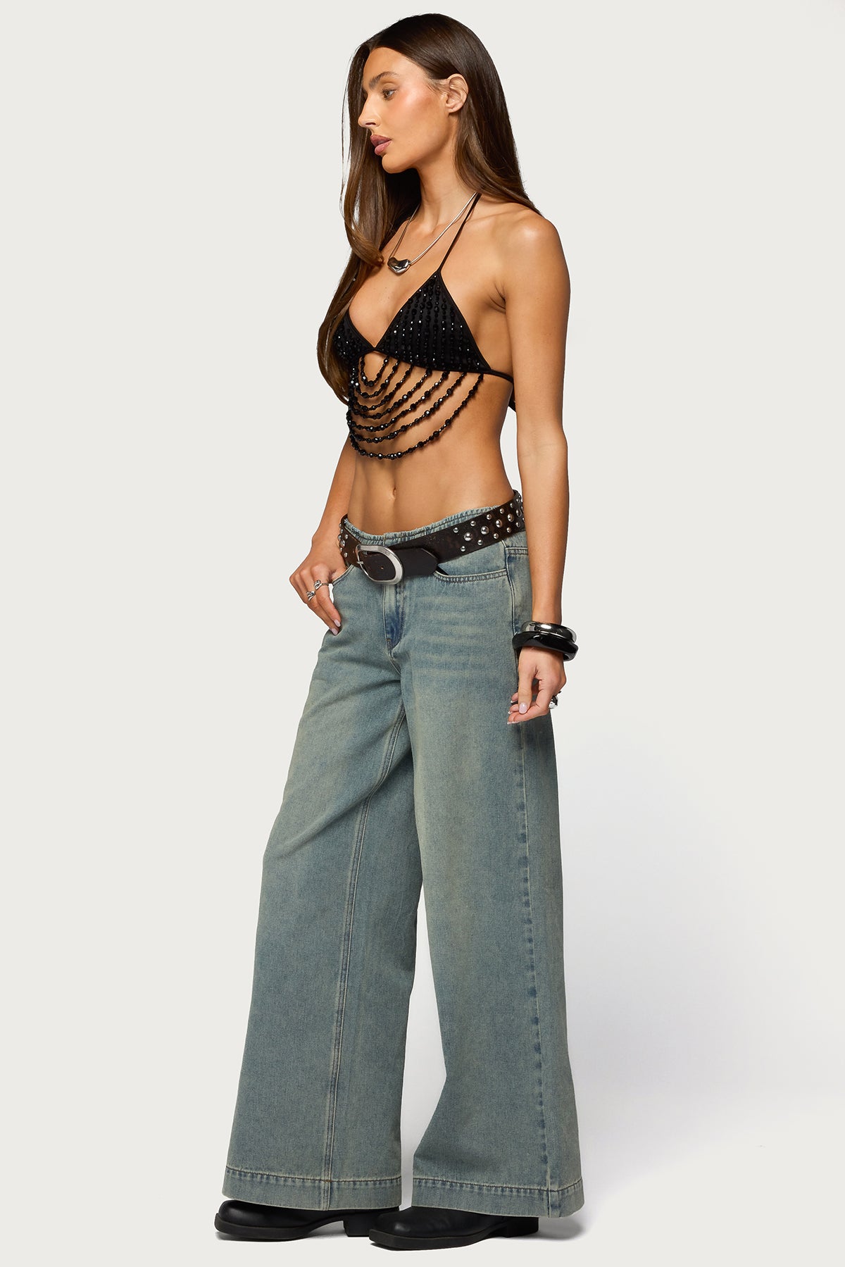 Beaded Cowl Neck Bra Top - Image 5